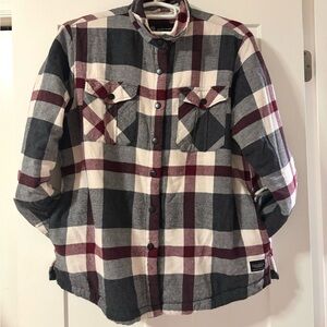 Silver Jeans Plaid Sherpa lined Button-Up Shirt Jacket